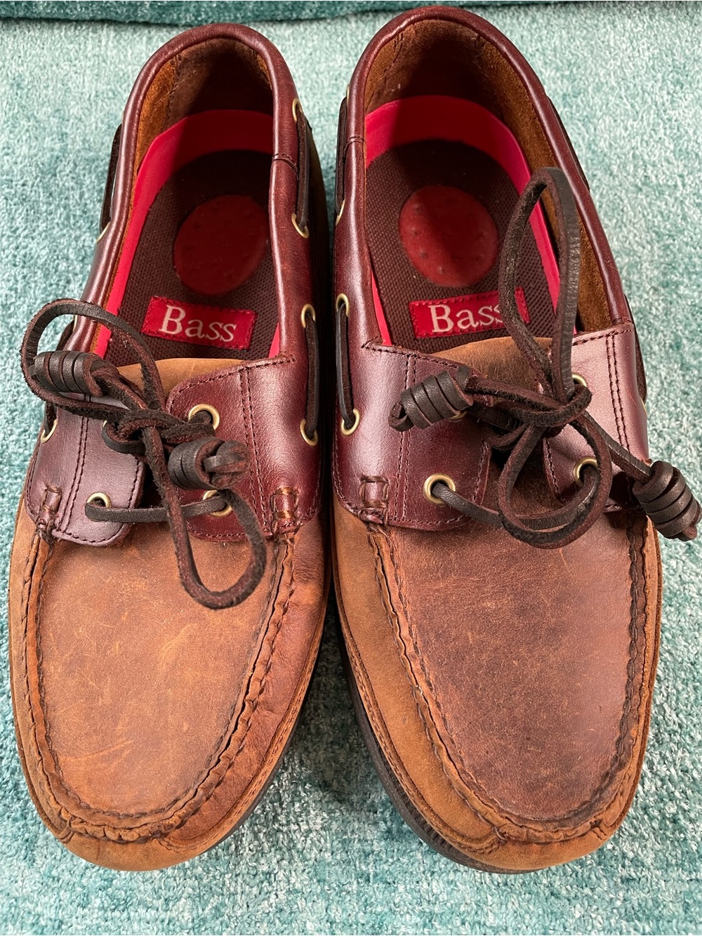 Nice Men’s Bass Two-Tone Brown Leather Deck Boat Shoes/Loafers, Sz 8! 🍁